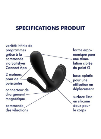 3 en 1 Vibromasseurs et stimulateur clitoridien noir connecté Top Secret + Satisfyer - CC597754